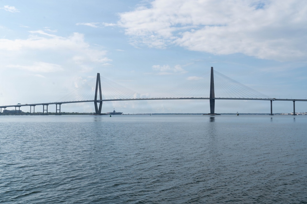 Ravenel Bridge over Charleston Harbor, South Carolina.
